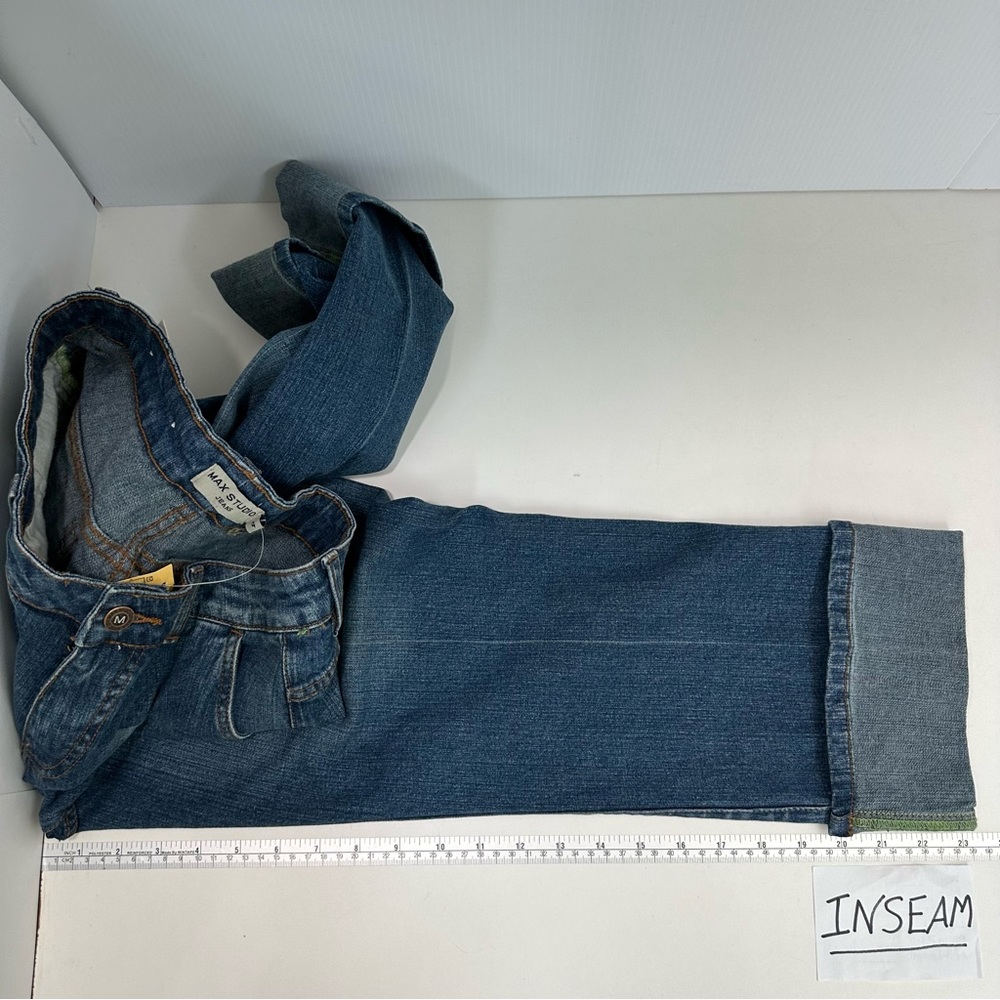 MAX STUDIO Capris Jeans Size 4 Cuffed 4 Pockets cropped New - Picture 14 of 15